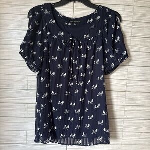 Sara Michelle Dark Blue Floral Blouse